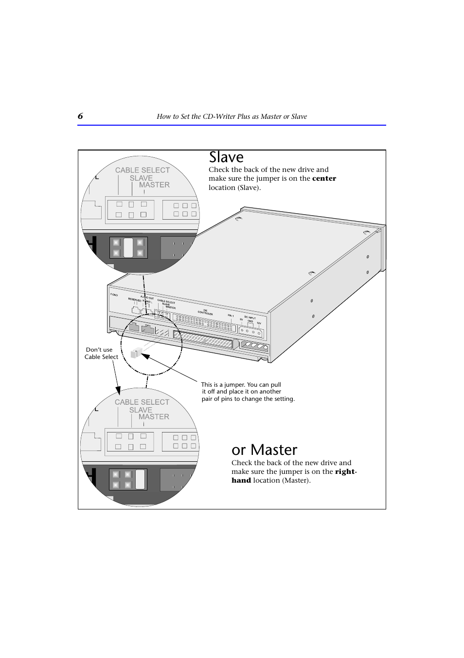 Or master, Slave | HP CD-Writer Plus Internal 9110i Drive User Manual | Page 6 / 40