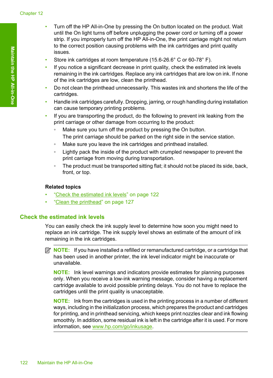 Check the estimated ink levels | HP Photosmart C6340 All-in-One Printer User Manual | Page 125 / 331