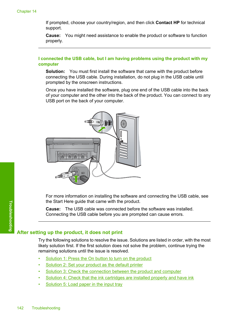 After setting up the product, it does not print | HP Photosmart C6340 All-in-One Printer User Manual | Page 145 / 331