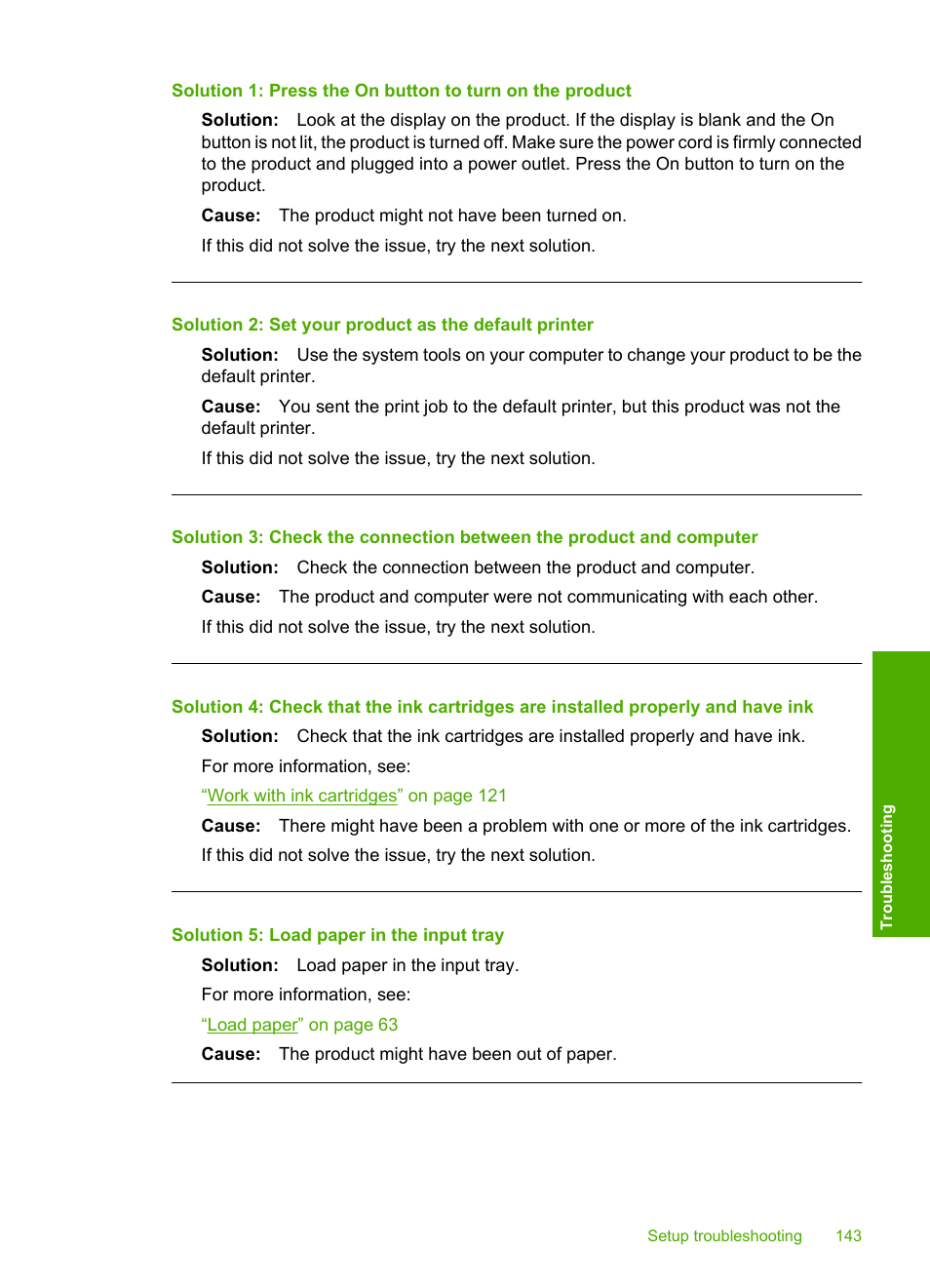Solution 5: load paper in the input tray | HP Photosmart C6340 All-in-One Printer User Manual | Page 146 / 331