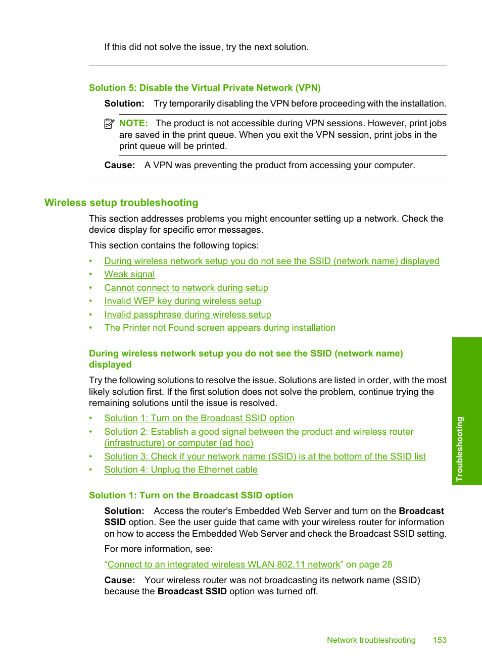 Wireless setup troubleshooting | HP Photosmart C6340 All-in-One Printer User Manual | Page 156 / 331