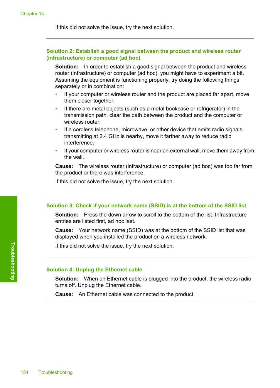 Solution 4: unplug the ethernet cable | HP Photosmart C6340 All-in-One Printer User Manual | Page 157 / 331