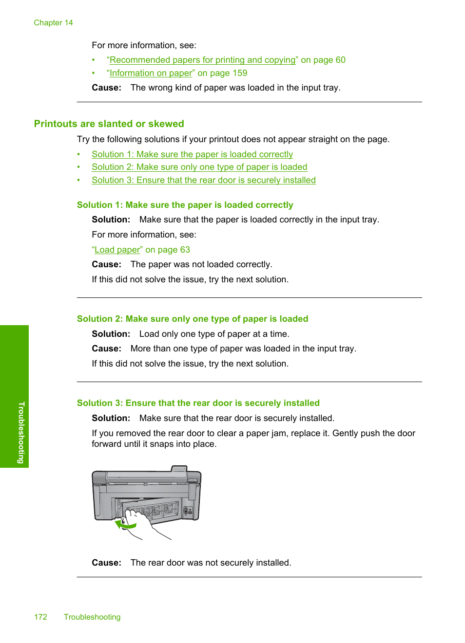 Printouts are slanted or skewed | HP Photosmart C6340 All-in-One Printer User Manual | Page 175 / 331