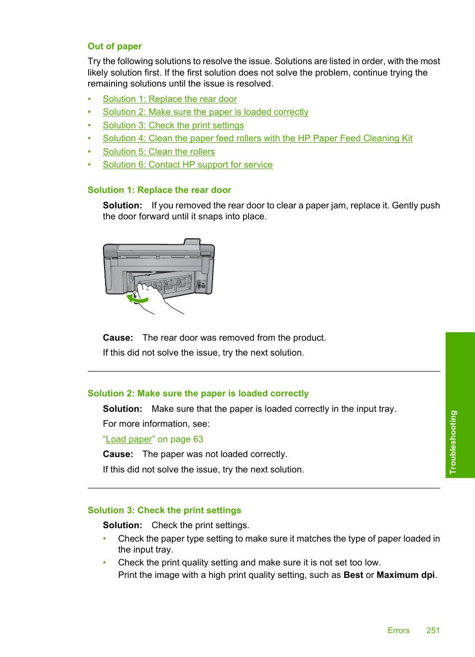 Out of paper | HP Photosmart C6340 All-in-One Printer User Manual | Page 254 / 331