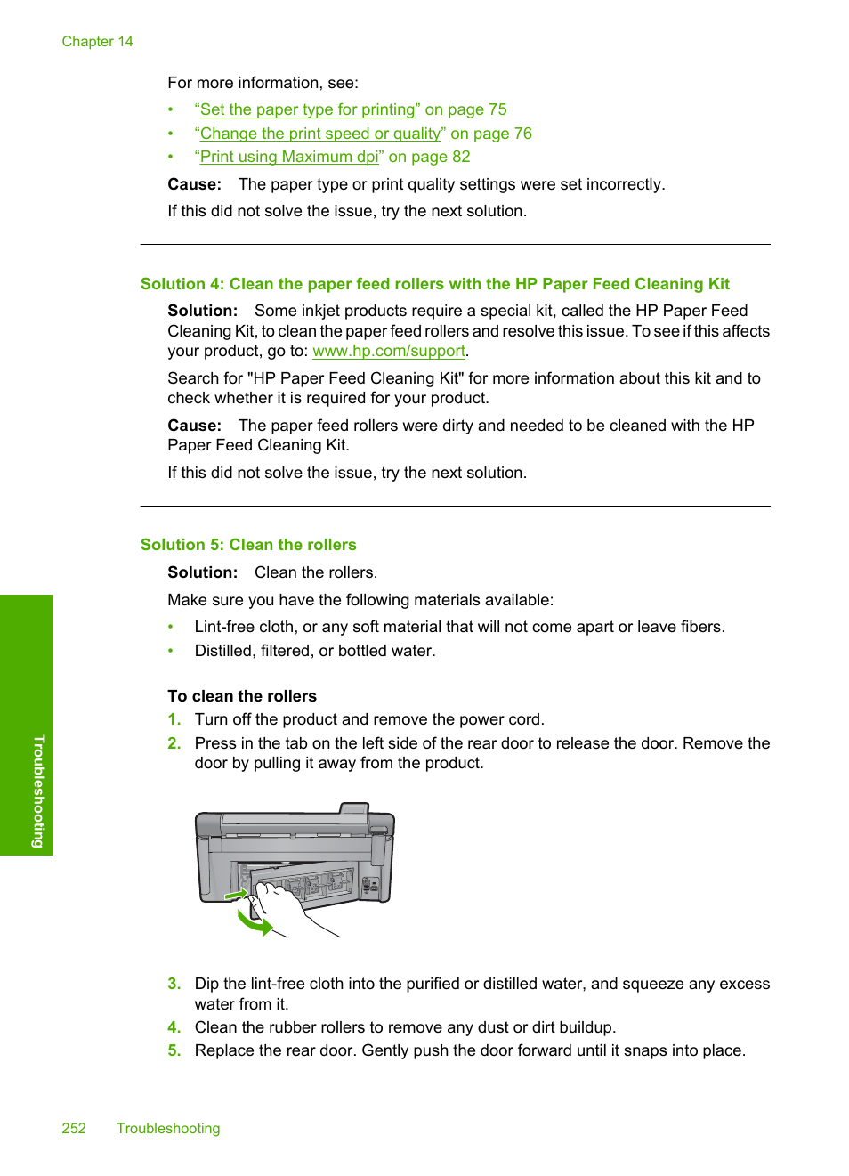 Solution 5: clean the rollers | HP Photosmart C6340 All-in-One Printer User Manual | Page 255 / 331