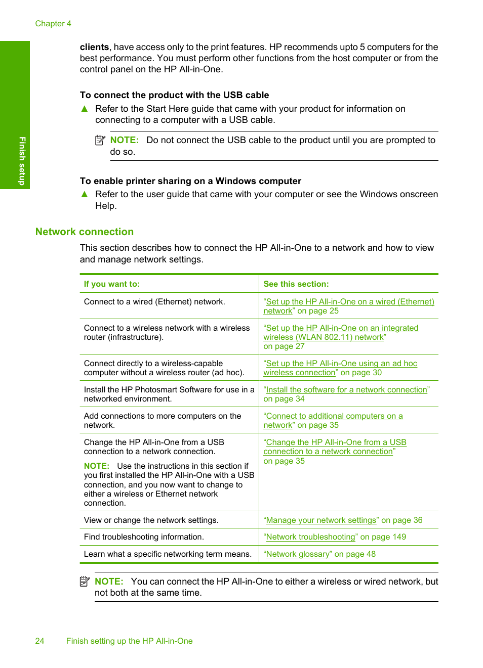 Network connection | HP Photosmart C6340 All-in-One Printer User Manual | Page 27 / 331