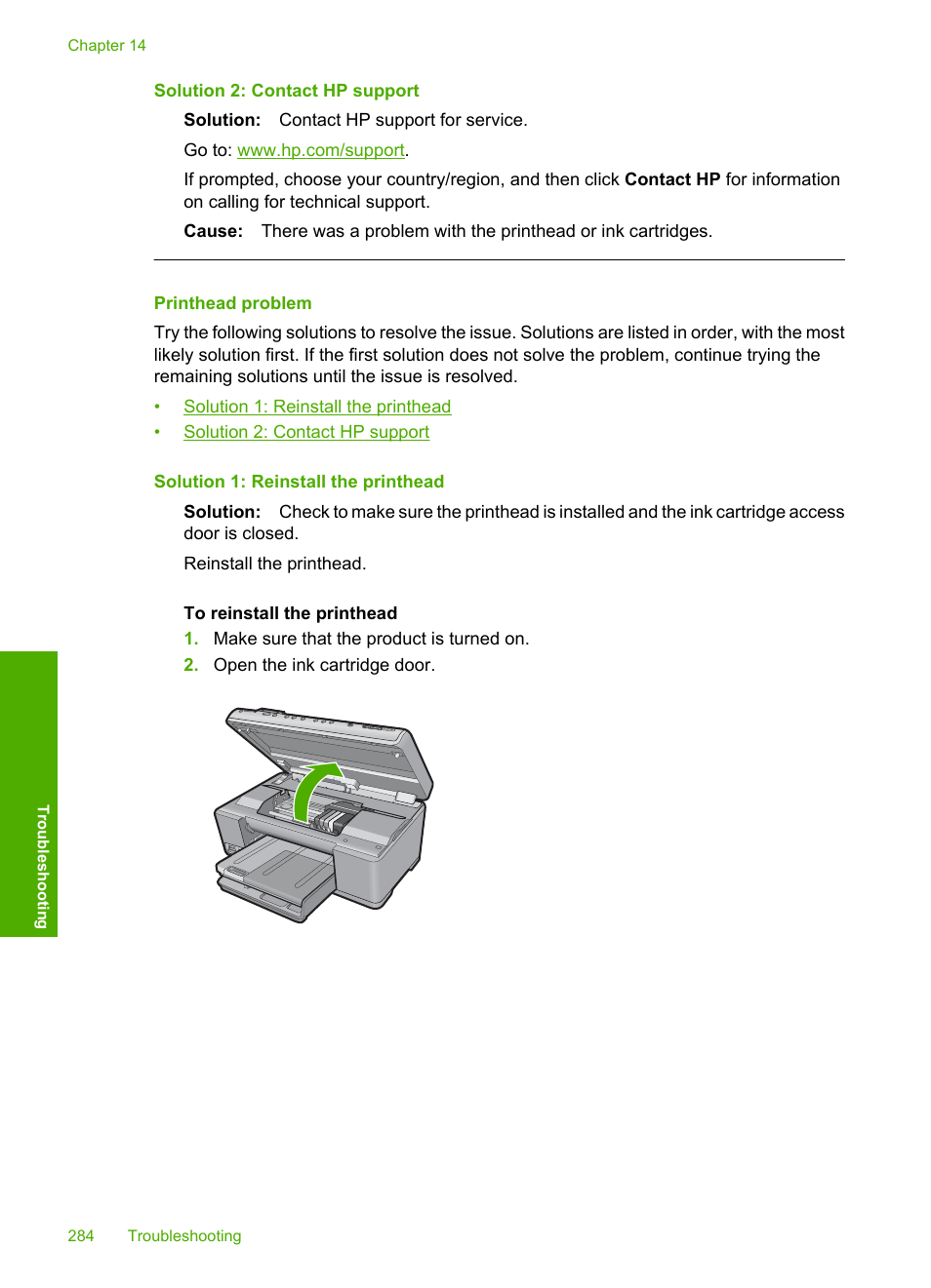 Printhead problem | HP Photosmart C6340 All-in-One Printer User Manual | Page 287 / 331