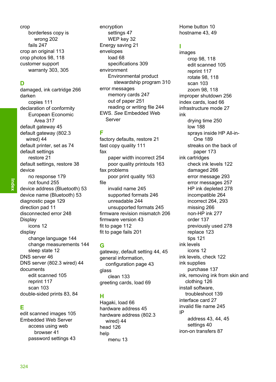 HP Photosmart C6340 All-in-One Printer User Manual | Page 327 / 331