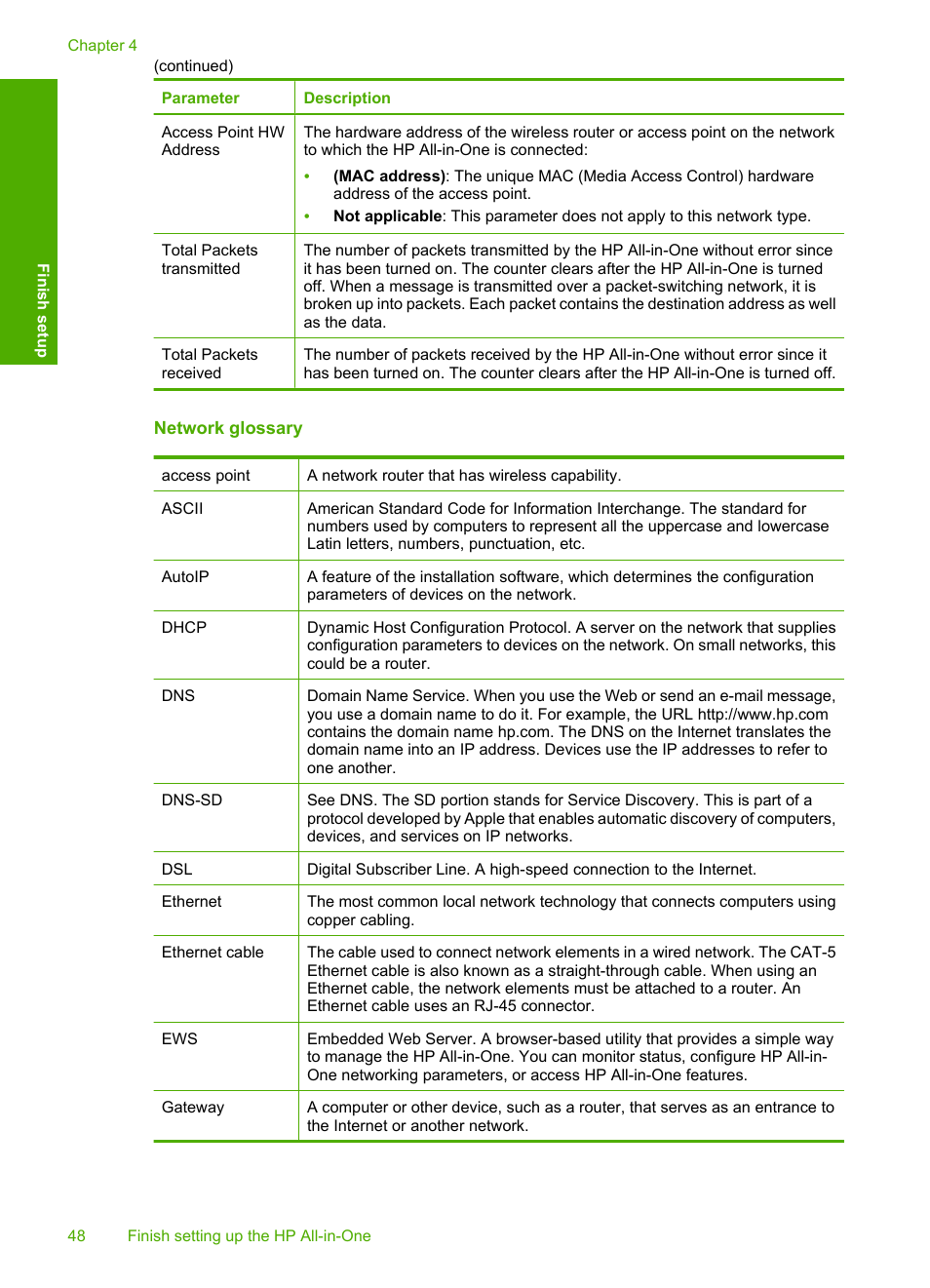 Network glossary | HP Photosmart C6340 All-in-One Printer User Manual | Page 51 / 331