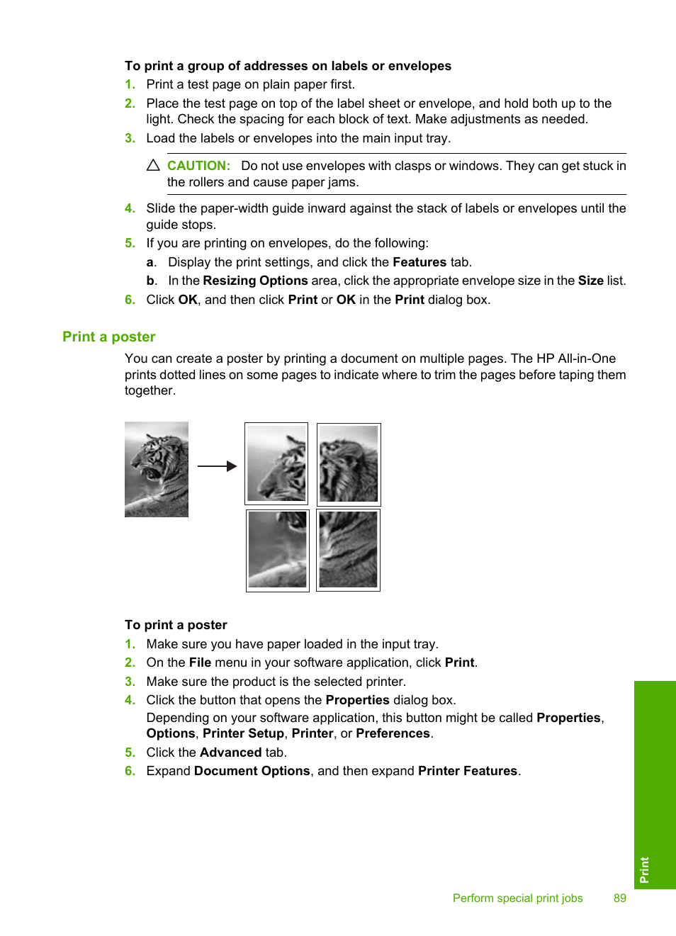 Print a poster | HP Photosmart C6340 All-in-One Printer User Manual | Page 92 / 331