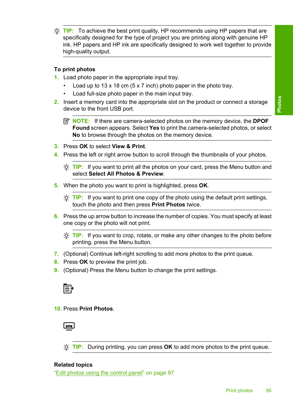 HP Photosmart C6340 All-in-One Printer User Manual | Page 98 / 331