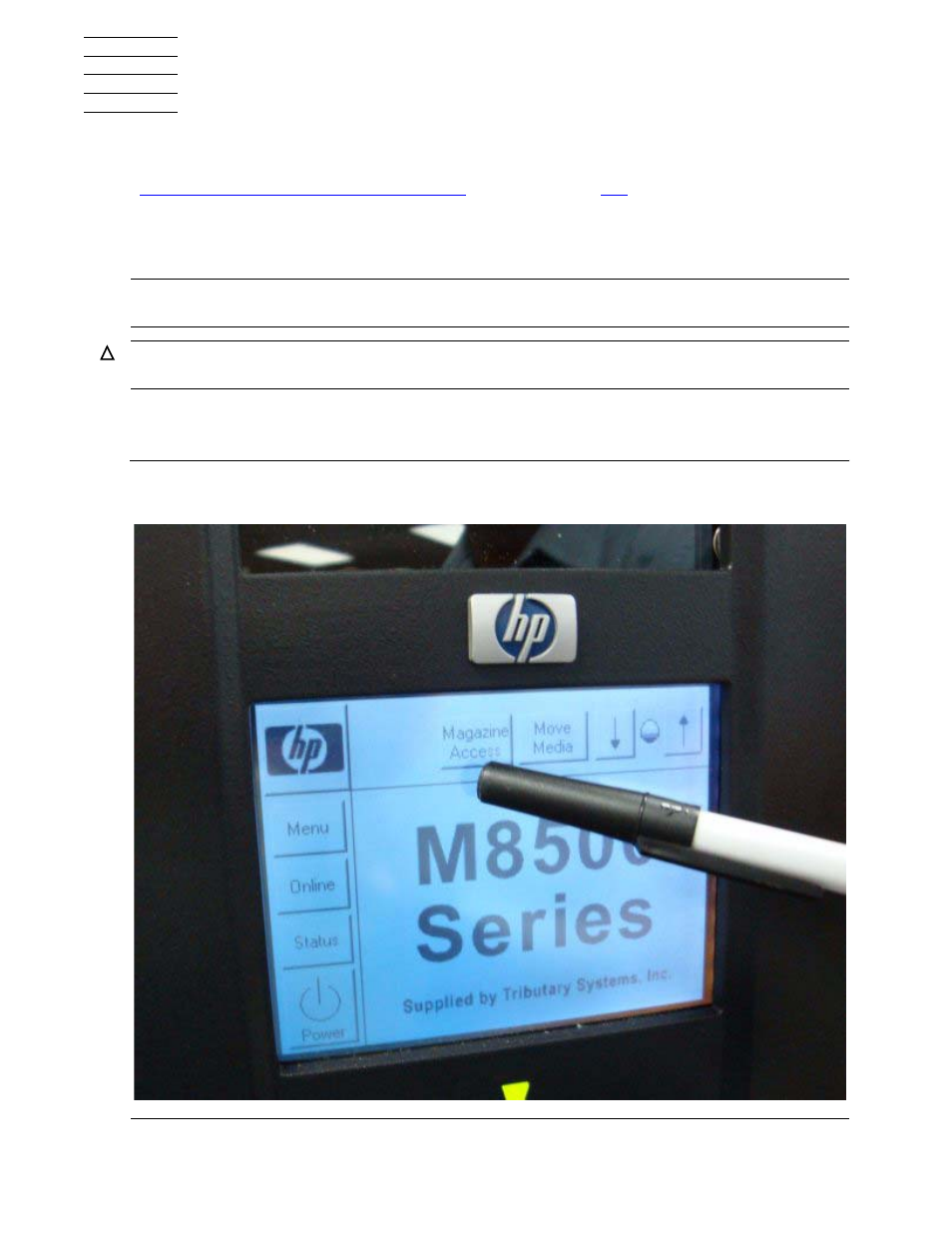 5 maintenance, Manually running a cleaning cartridge, Maintenance | Figure 5-1, Selecting the magazine access button | HP Integrity NonStop H-Series User Manual | Page 49 / 88