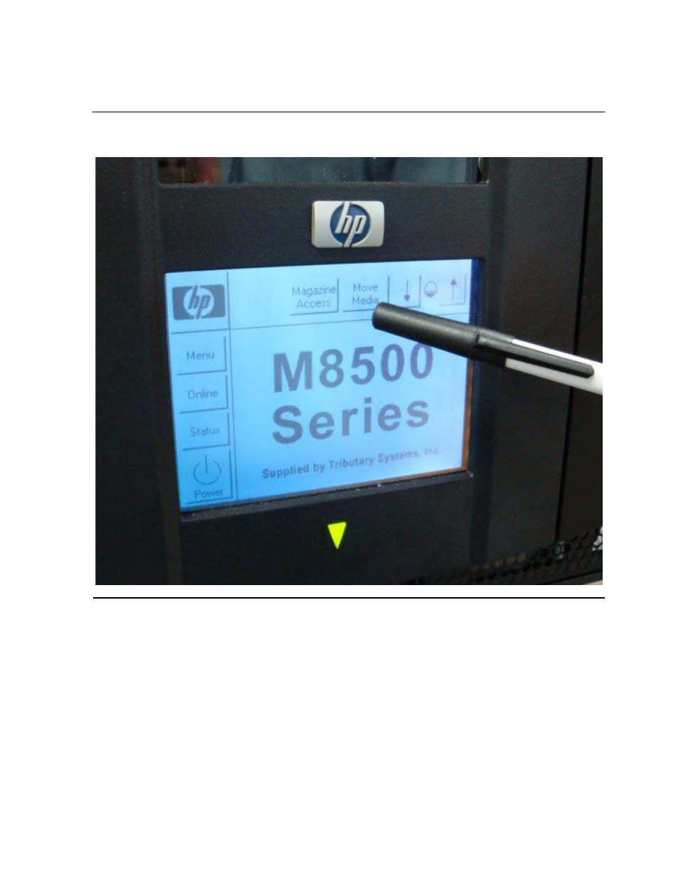Figure 5-7, Pressing the move media button | HP Integrity NonStop H-Series User Manual | Page 55 / 88