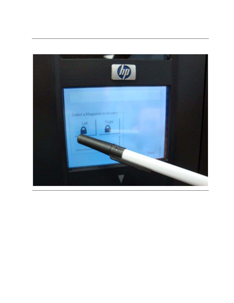 Figure 5-11, Pressing the left magazine button | HP Integrity NonStop H-Series User Manual | Page 59 / 88