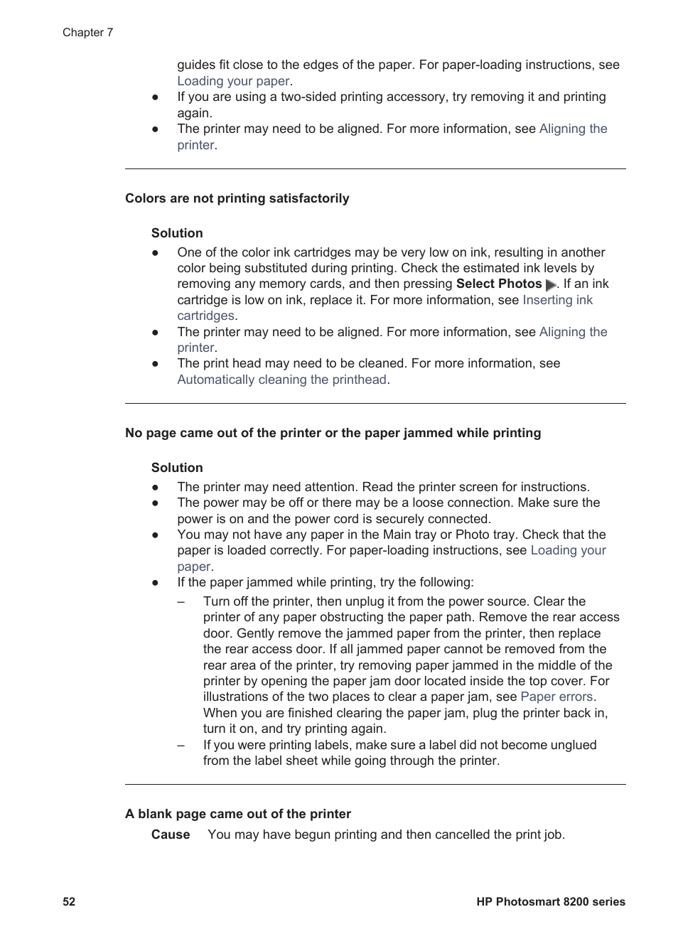 HP Photosmart 8250 Printer User Manual | Page 56 / 81