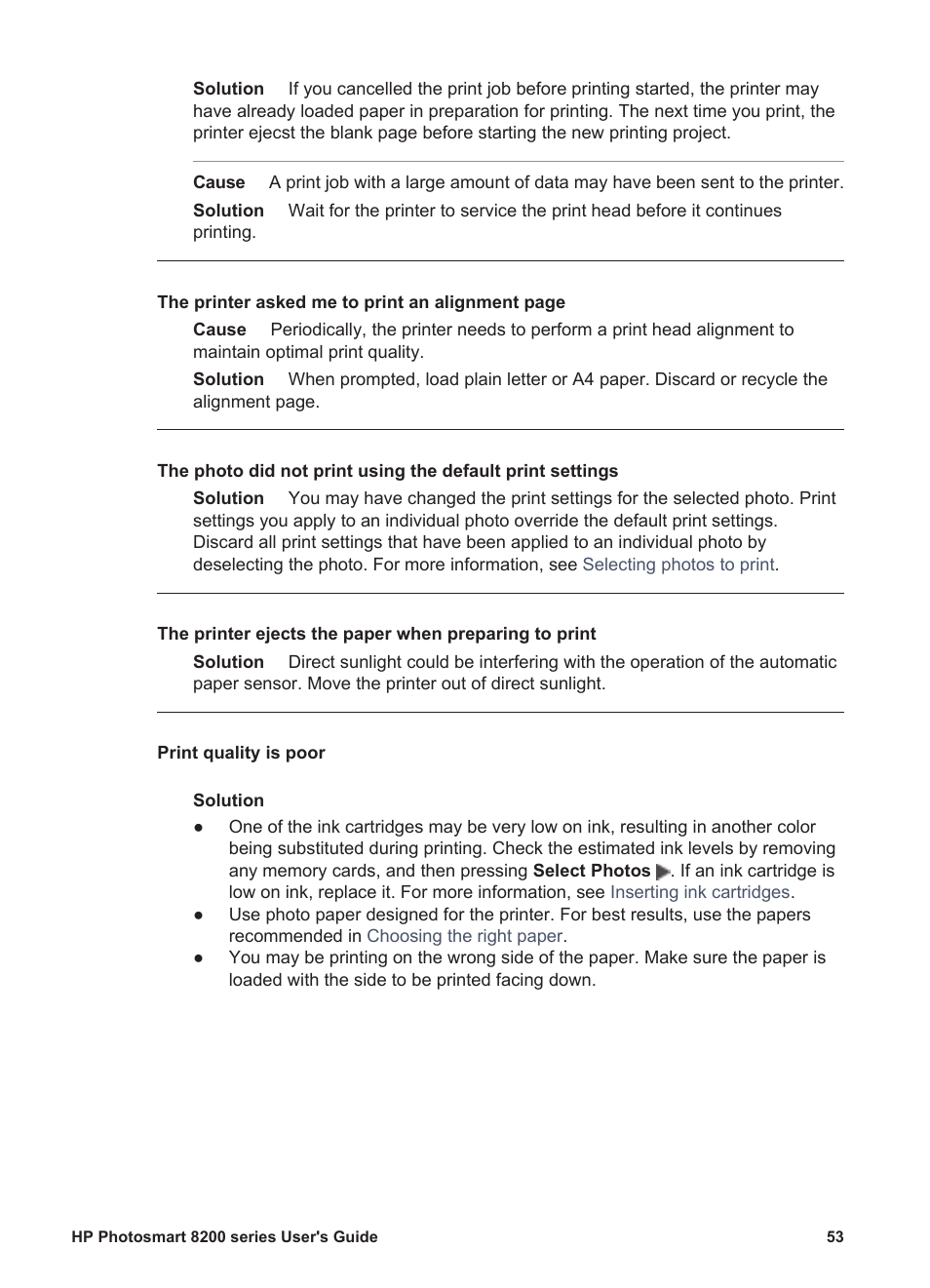 HP Photosmart 8250 Printer User Manual | Page 57 / 81