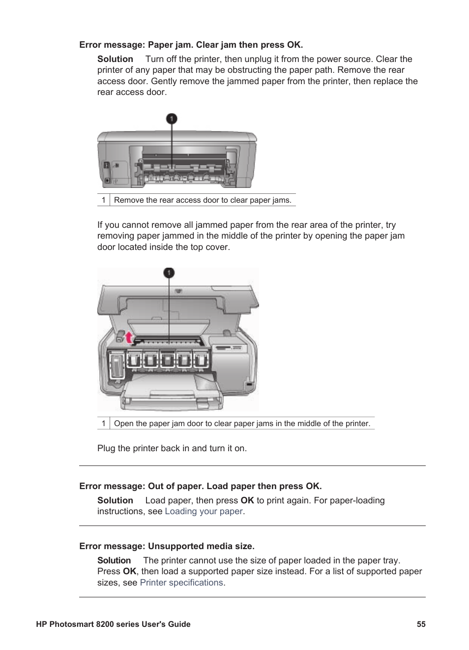 HP Photosmart 8250 Printer User Manual | Page 59 / 81