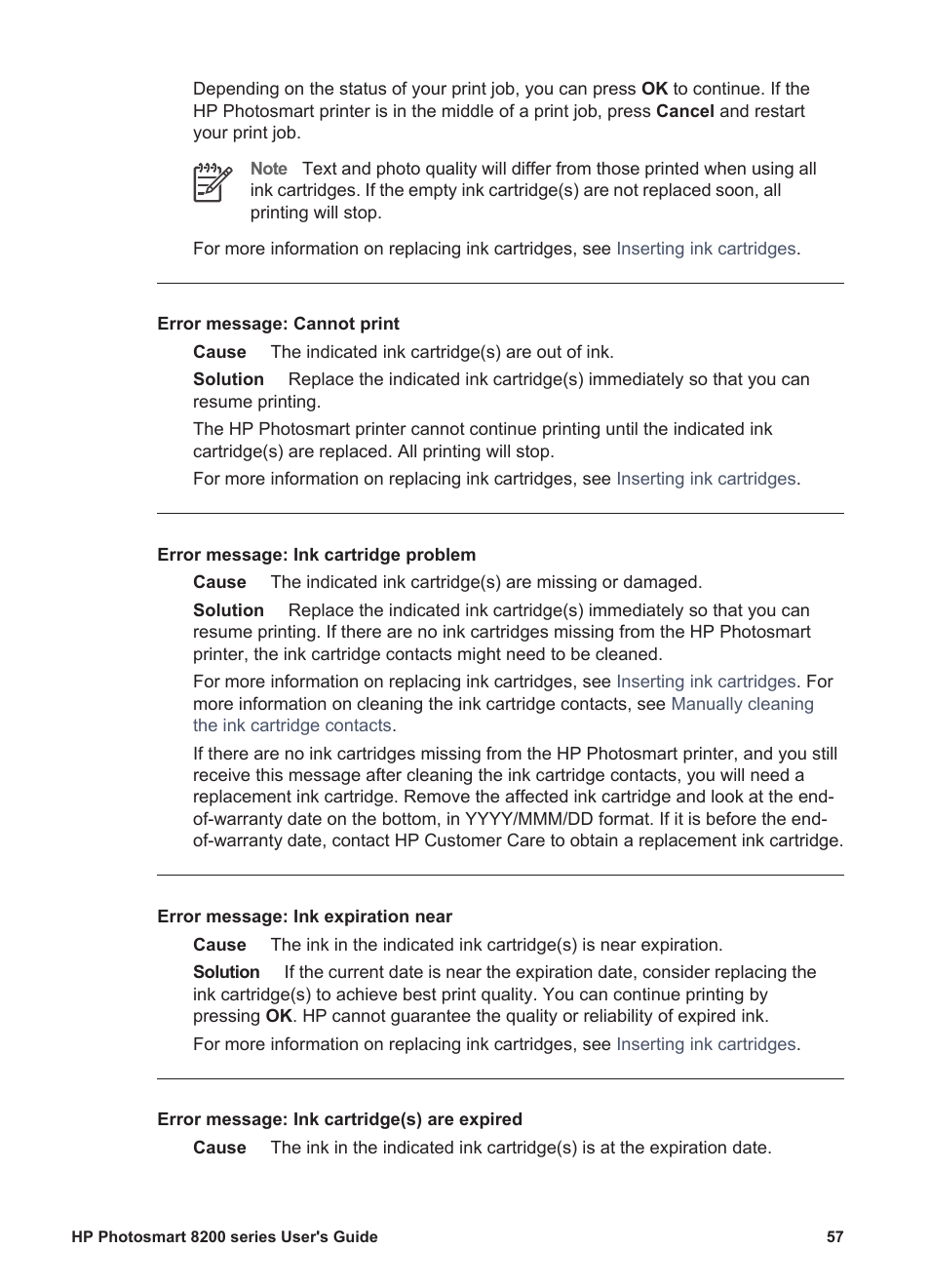 HP Photosmart 8250 Printer User Manual | Page 61 / 81