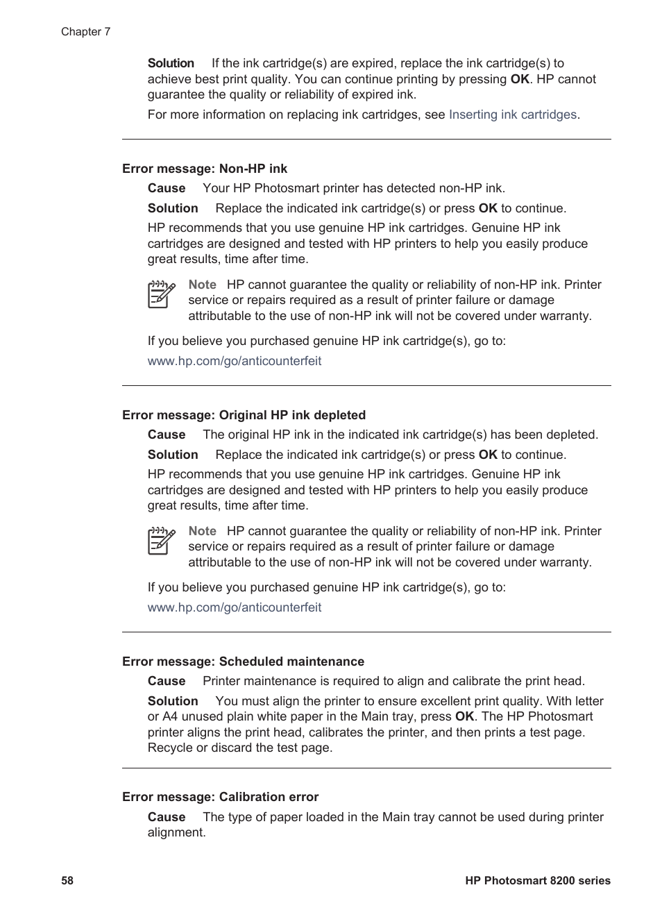 HP Photosmart 8250 Printer User Manual | Page 62 / 81