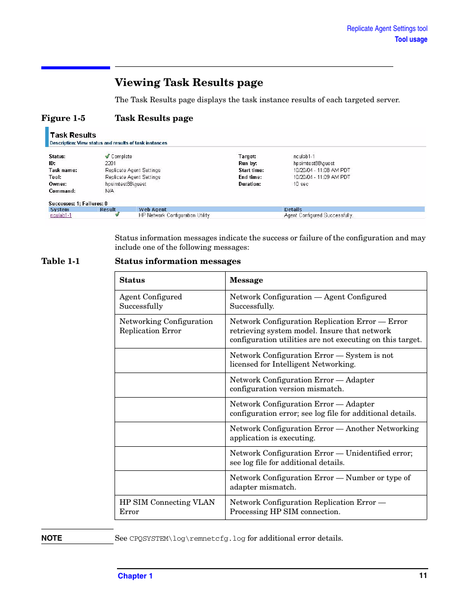 Viewing task results page | HP Integrity rx5670 Server User Manual | Page 11 / 38