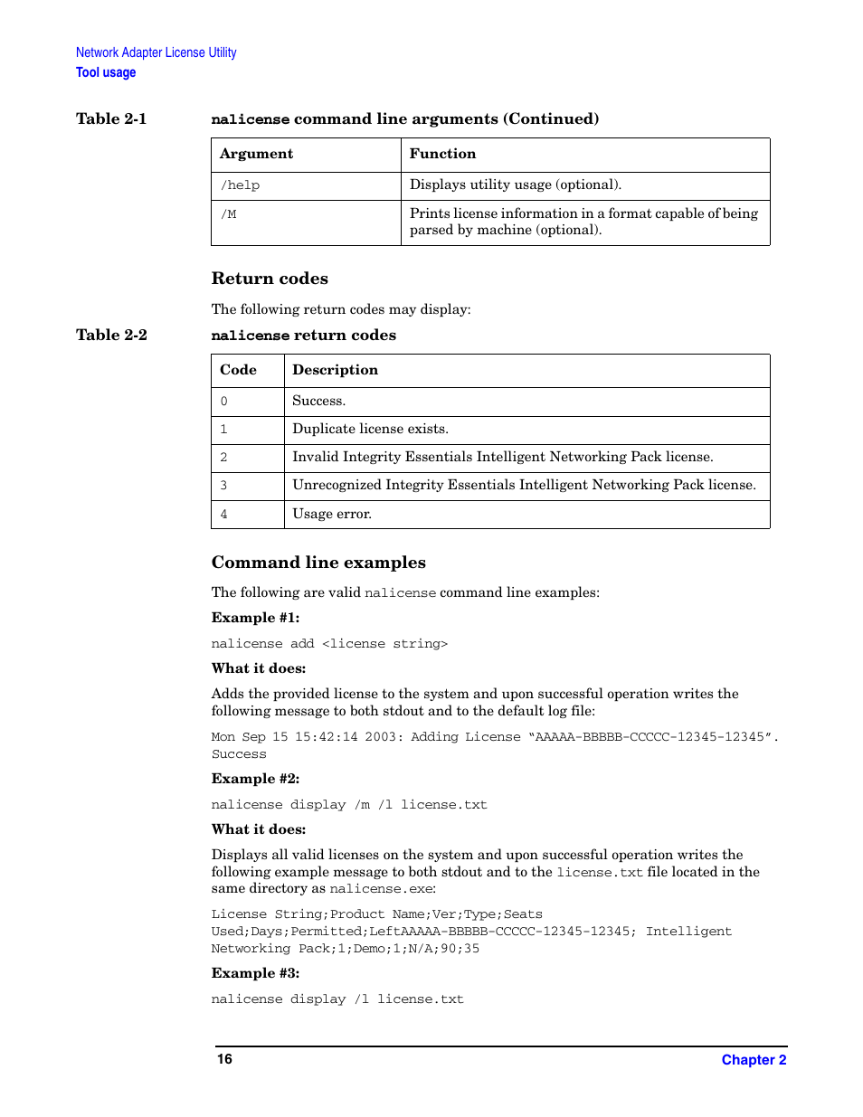Return codes, Command line examples, Return codes command line examples | HP Integrity rx5670 Server User Manual | Page 16 / 38