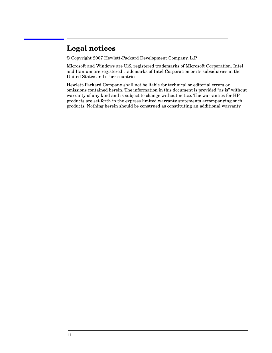 Legal notices | HP Integrity rx5670 Server User Manual | Page 2 / 38