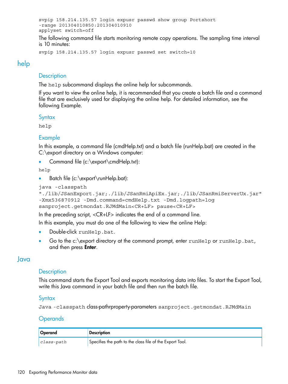 Help, Java, Help java | HP XP7 Storage User Manual | Page 120 / 227