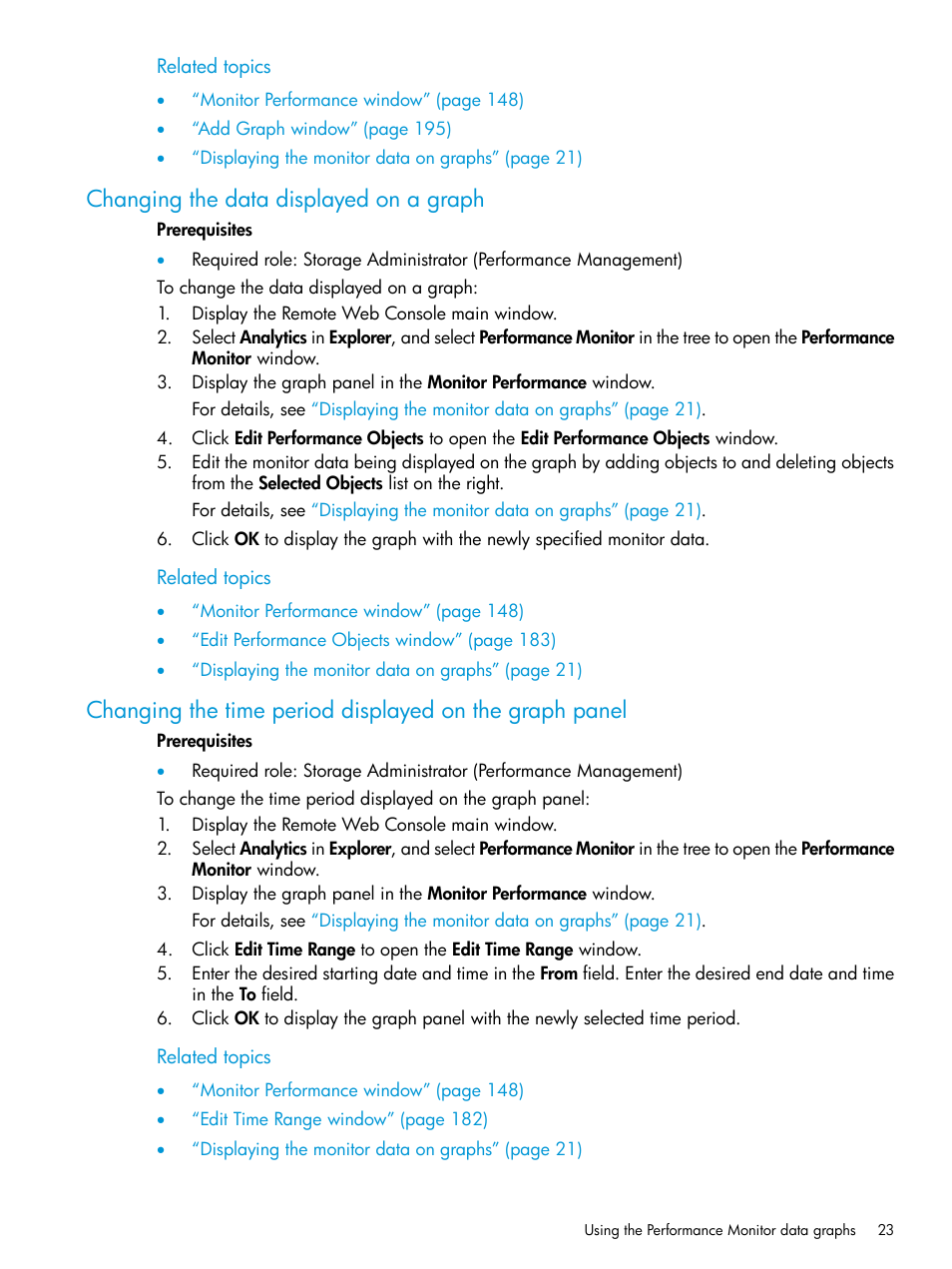 Changing the data displayed on a graph | HP XP7 Storage User Manual | Page 23 / 227