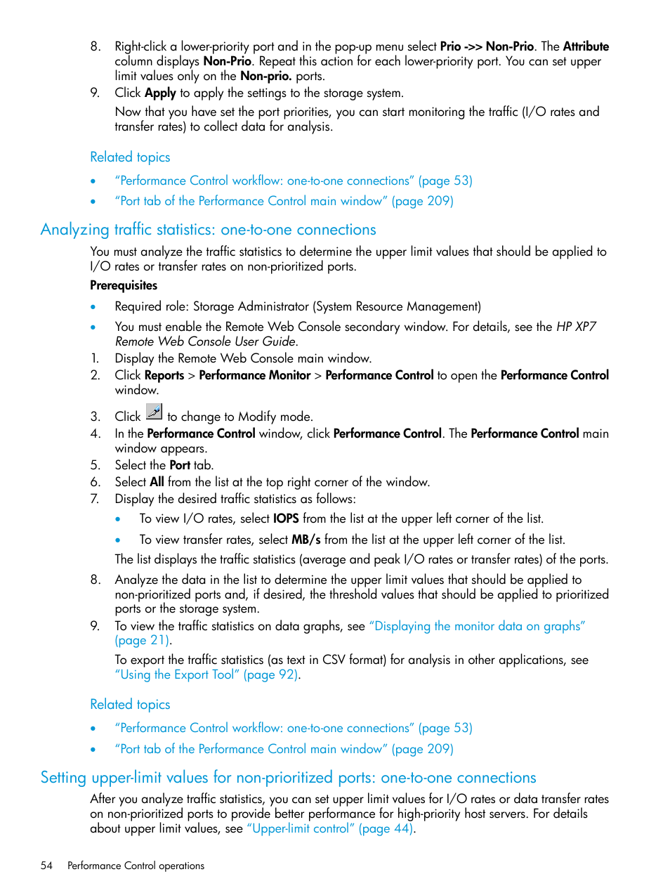 Analyzing traffic statistics: one-to-one | HP XP7 Storage User Manual | Page 54 / 227