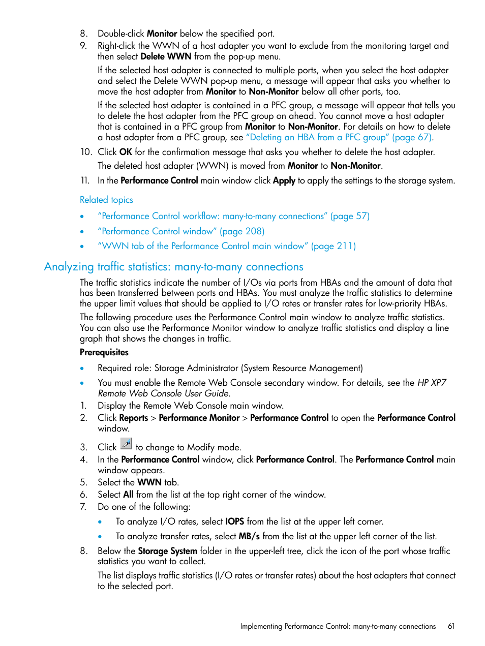 Analyzing traffic statistics: many-to-many | HP XP7 Storage User Manual | Page 61 / 227