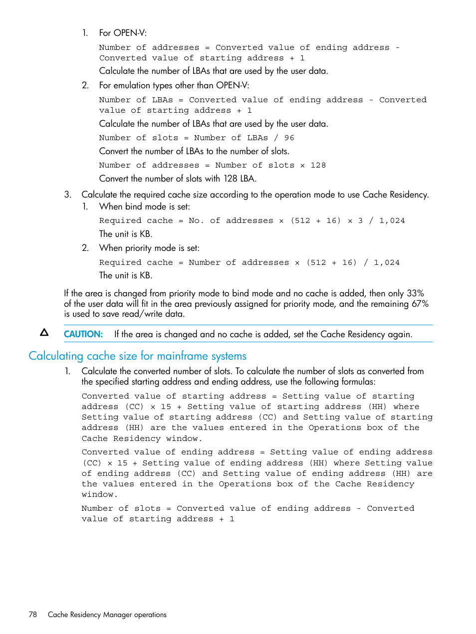 Calculating cache size for mainframe systems | HP XP7 Storage User Manual | Page 78 / 227