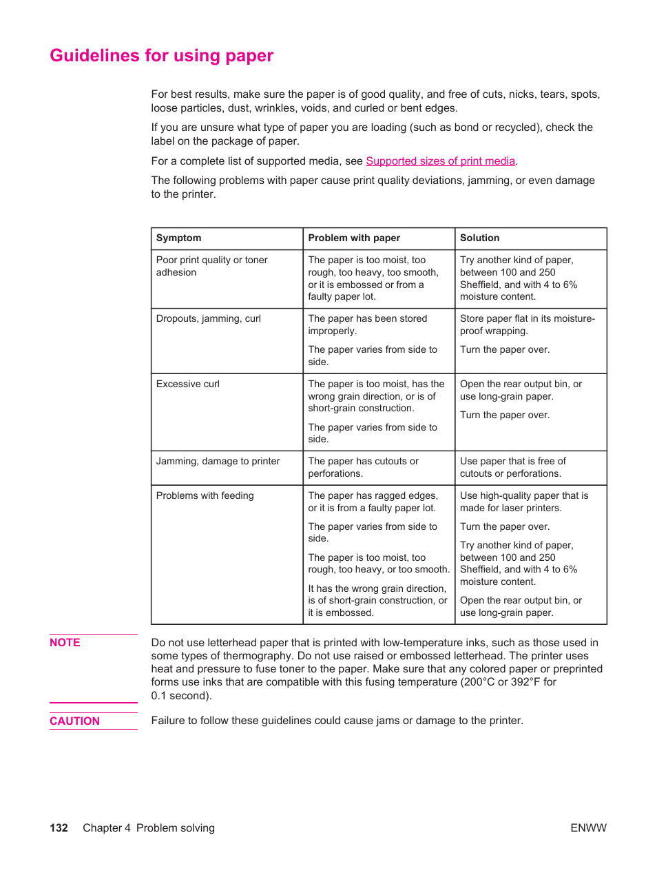 Guidelines for using paper | HP LaserJet 4250 User Manual | Page 144 / 304