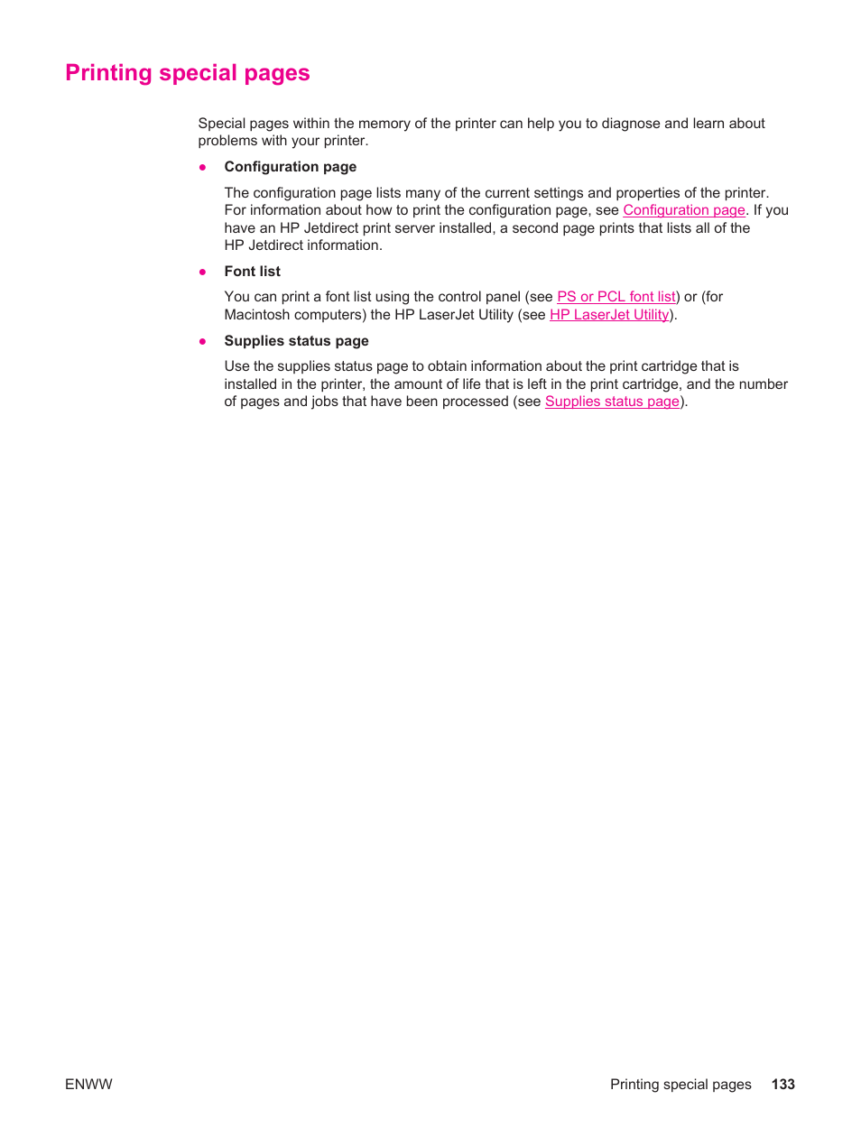 Printing special pages | HP LaserJet 4250 User Manual | Page 145 / 304