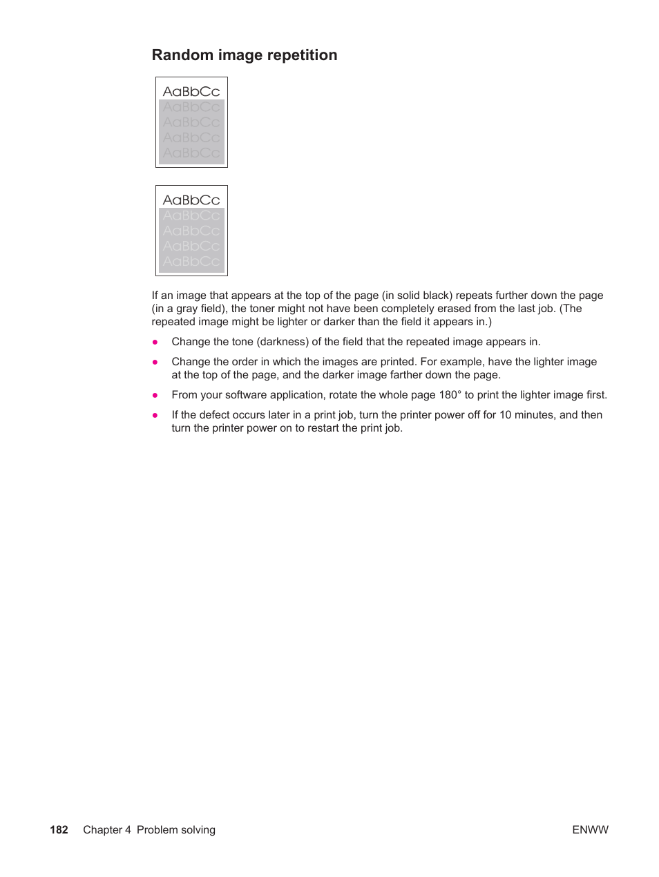 Random image repetition, Random, Image repetition | HP LaserJet 4250 User Manual | Page 194 / 304