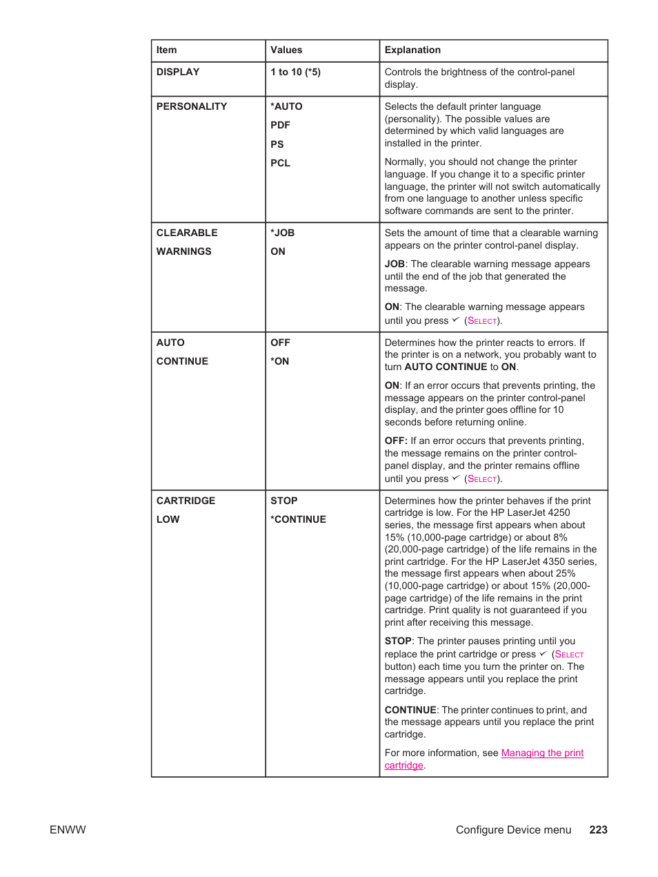 HP LaserJet 4250 User Manual | Page 235 / 304