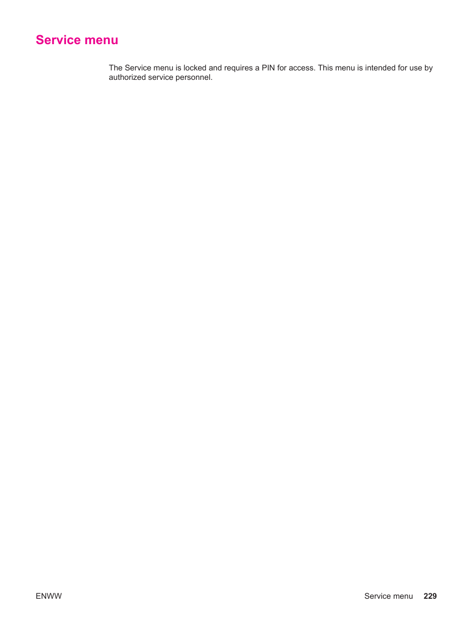 Service menu | HP LaserJet 4250 User Manual | Page 241 / 304