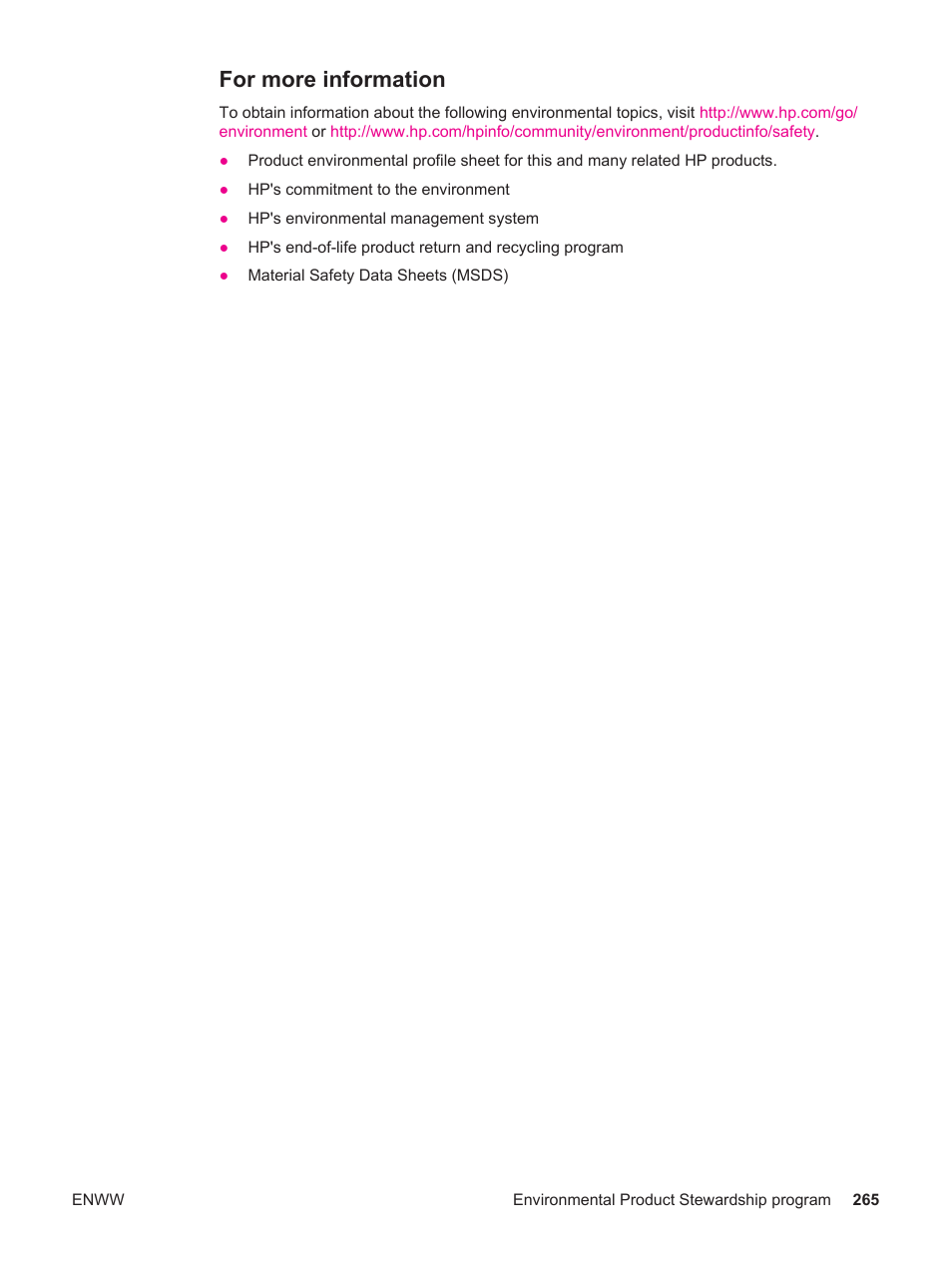 For more information | HP LaserJet 4250 User Manual | Page 277 / 304