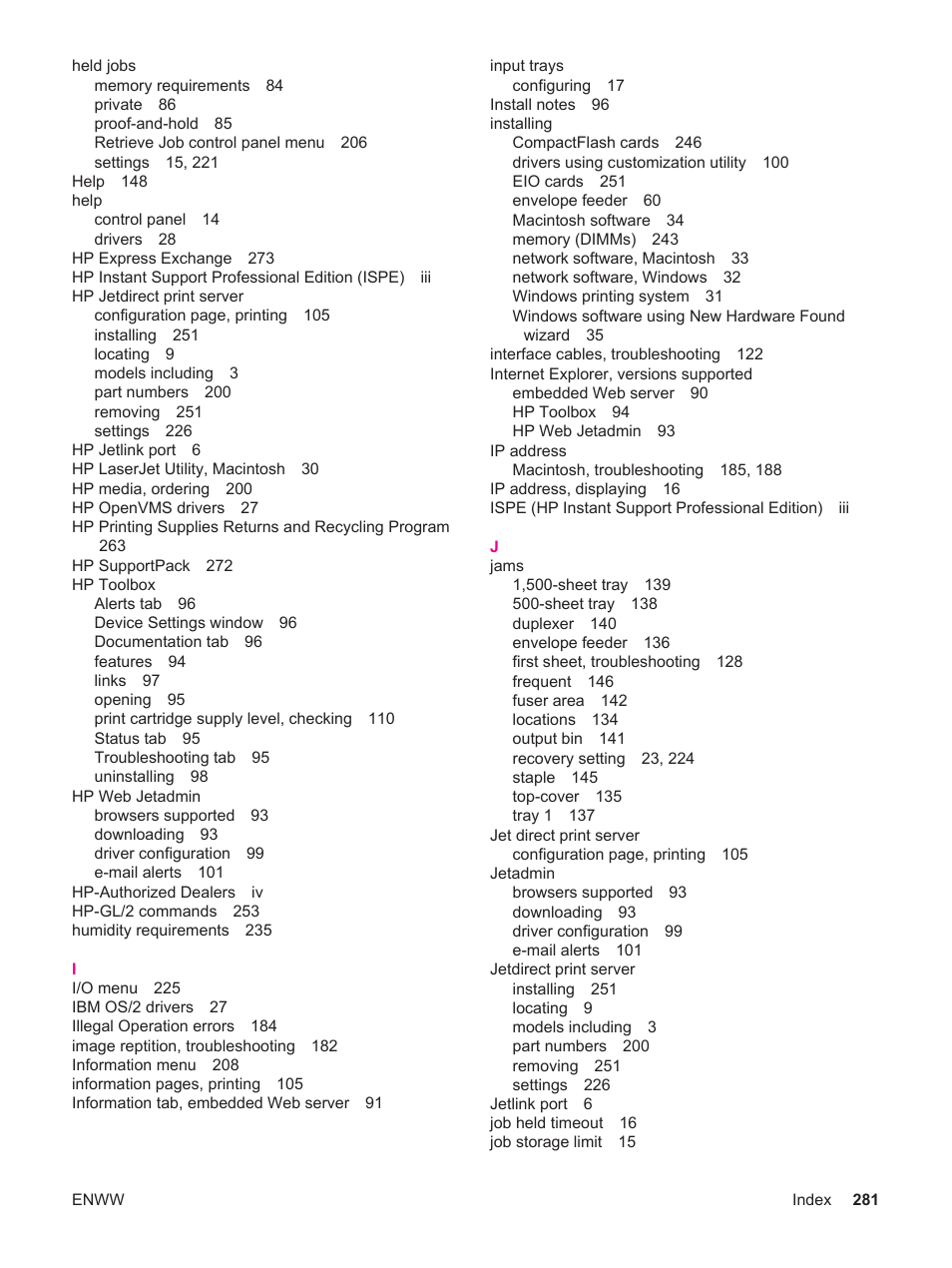 HP LaserJet 4250 User Manual | Page 293 / 304