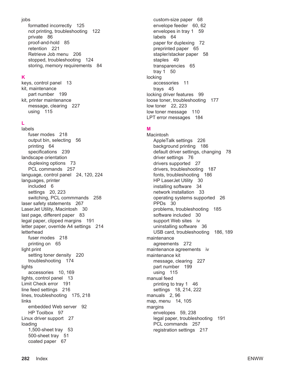 HP LaserJet 4250 User Manual | Page 294 / 304