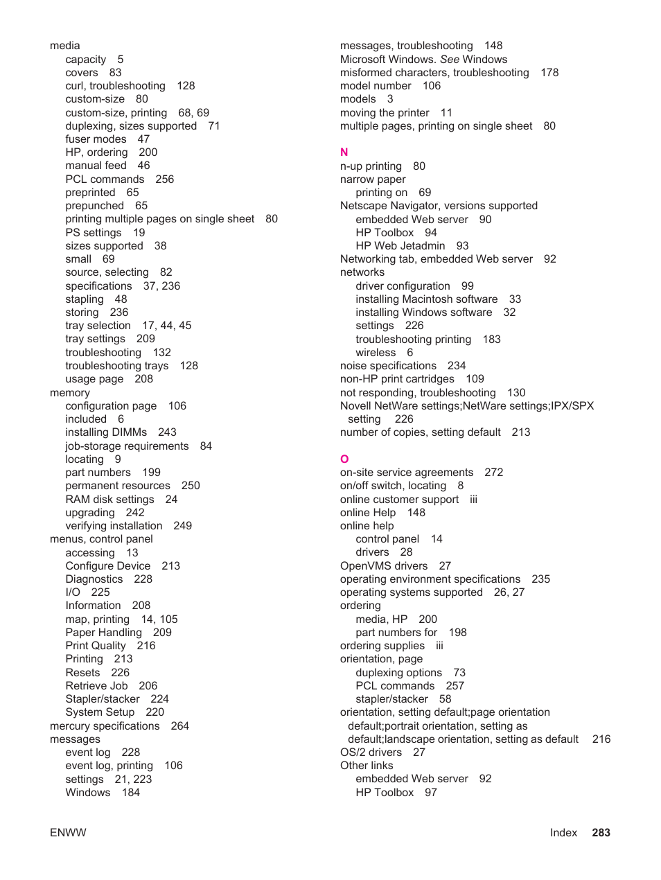 HP LaserJet 4250 User Manual | Page 295 / 304