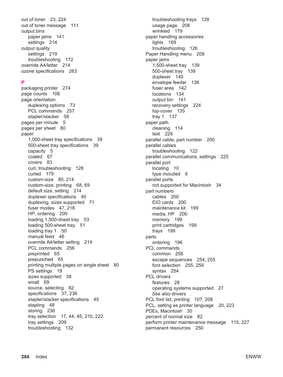 HP LaserJet 4250 User Manual | Page 296 / 304