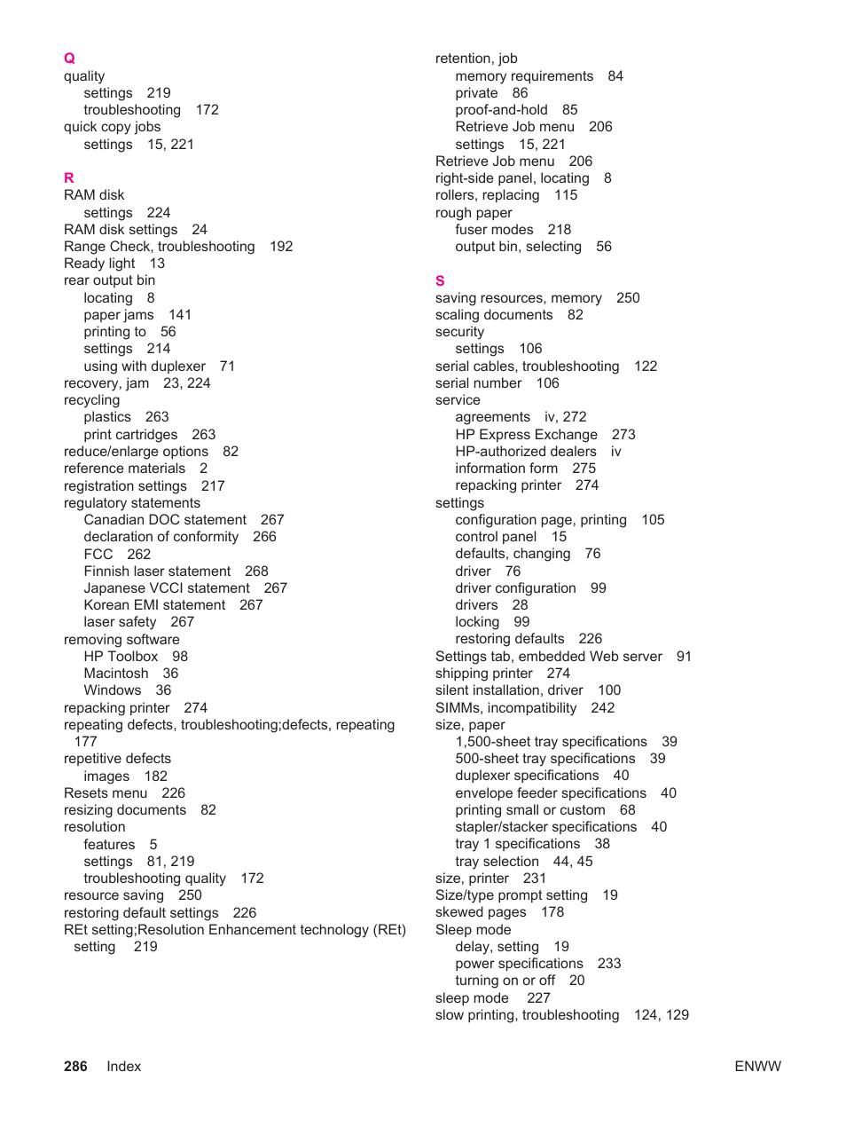 HP LaserJet 4250 User Manual | Page 298 / 304