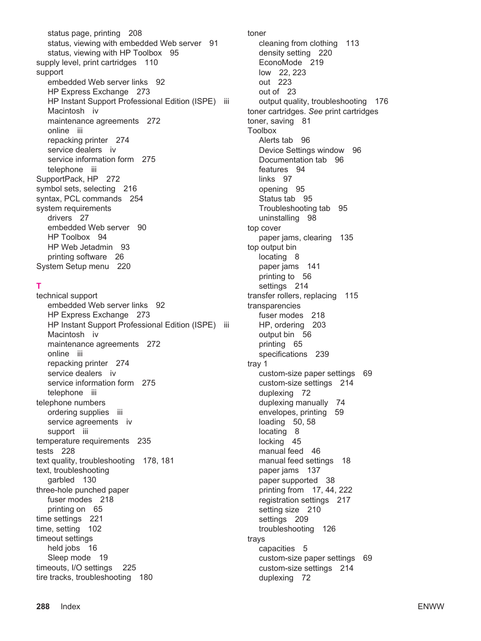 HP LaserJet 4250 User Manual | Page 300 / 304