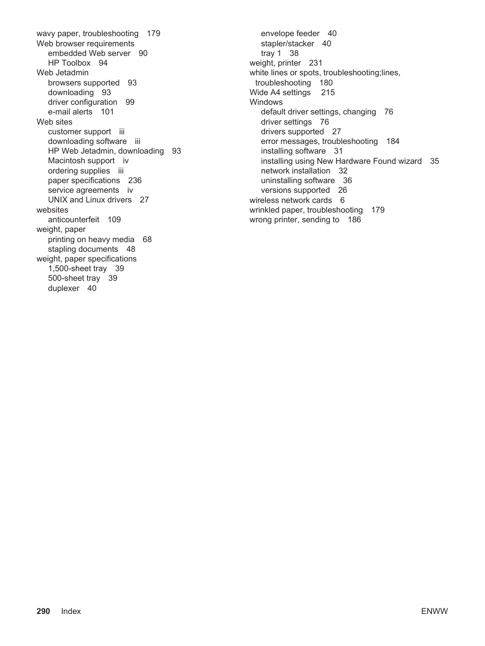 HP LaserJet 4250 User Manual | Page 302 / 304