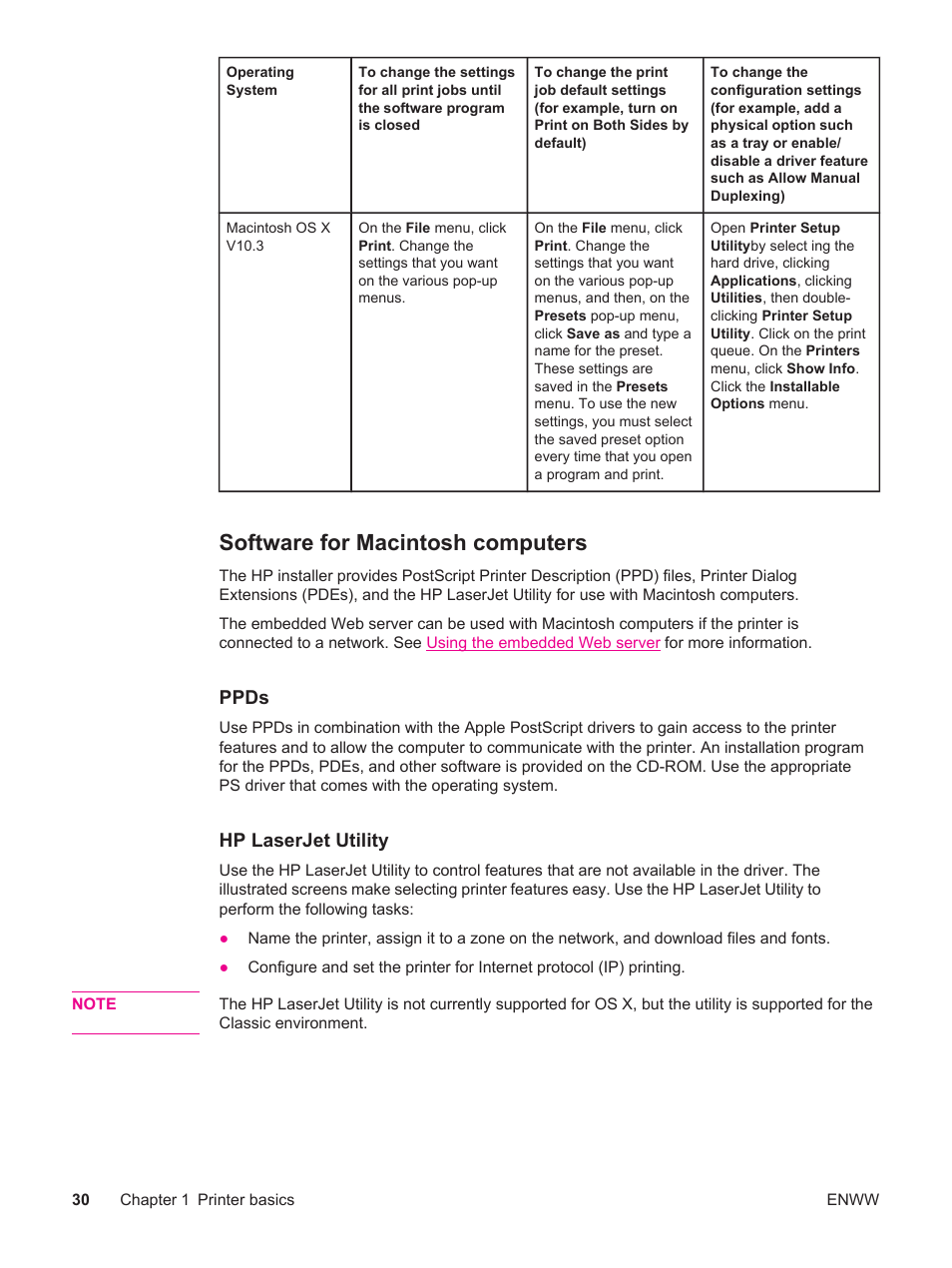 Software for macintosh computers | HP LaserJet 4250 User Manual | Page 42 / 304