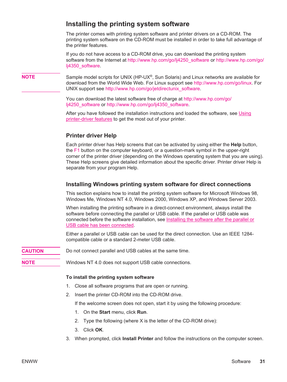 Installing the printing system software | HP LaserJet 4250 User Manual | Page 43 / 304