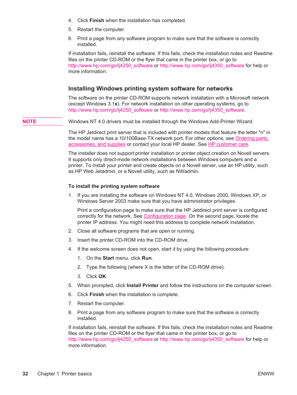 HP LaserJet 4250 User Manual | Page 44 / 304