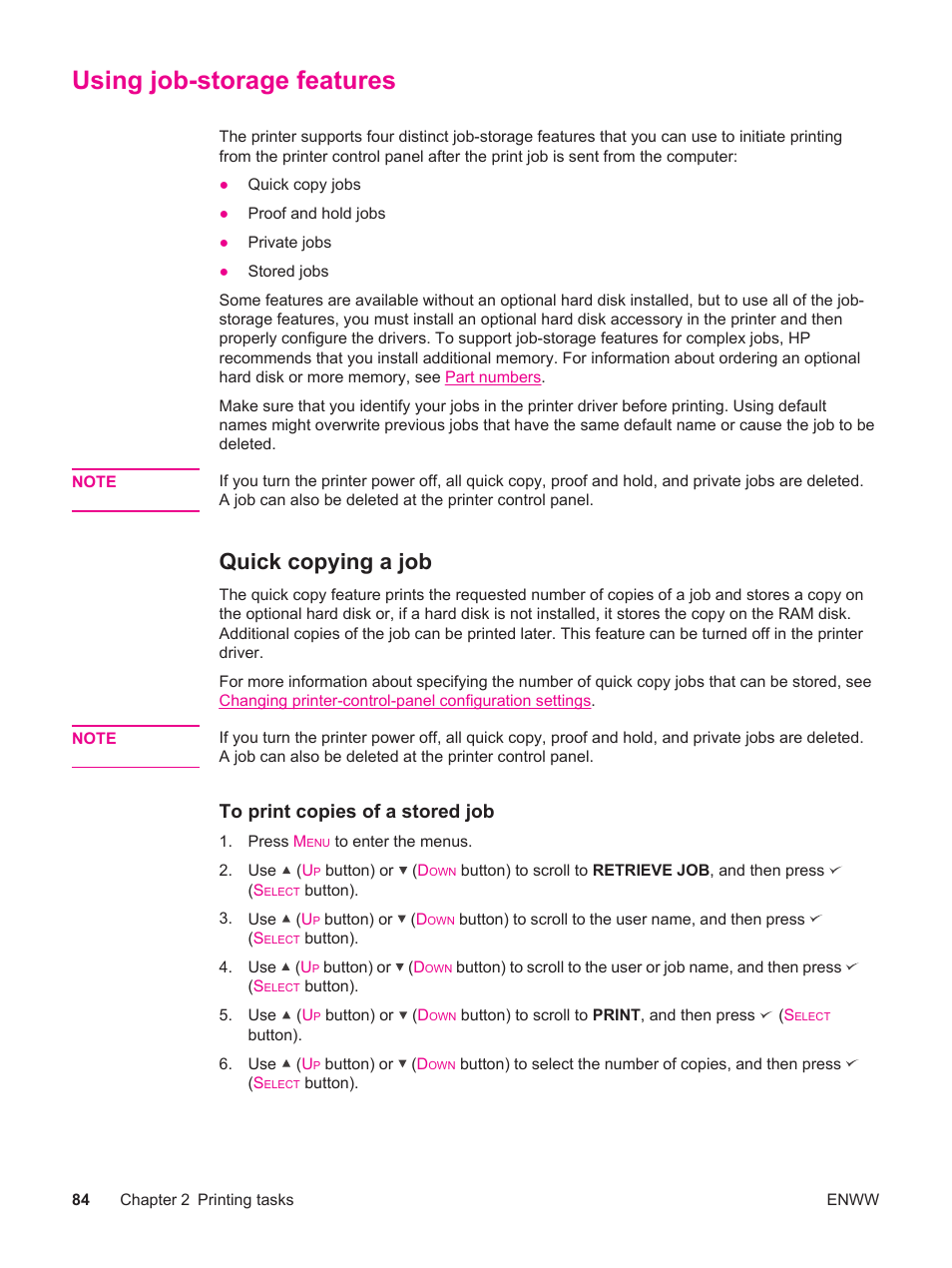 Using job-storage features, Quick copying a job | HP LaserJet 4250 User Manual | Page 96 / 304