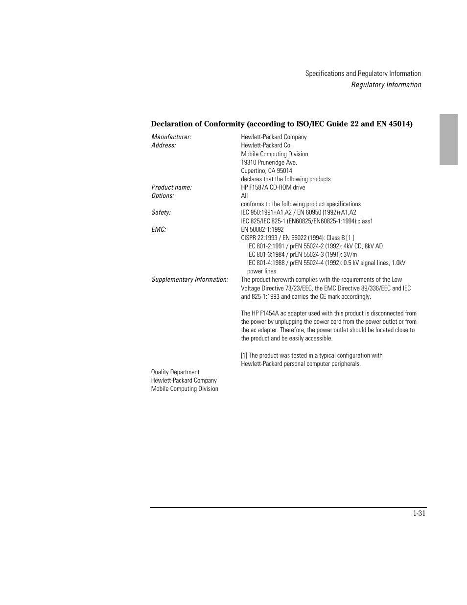 HP OmniBook 3100 Notebook PC User Manual | Page 31 / 33