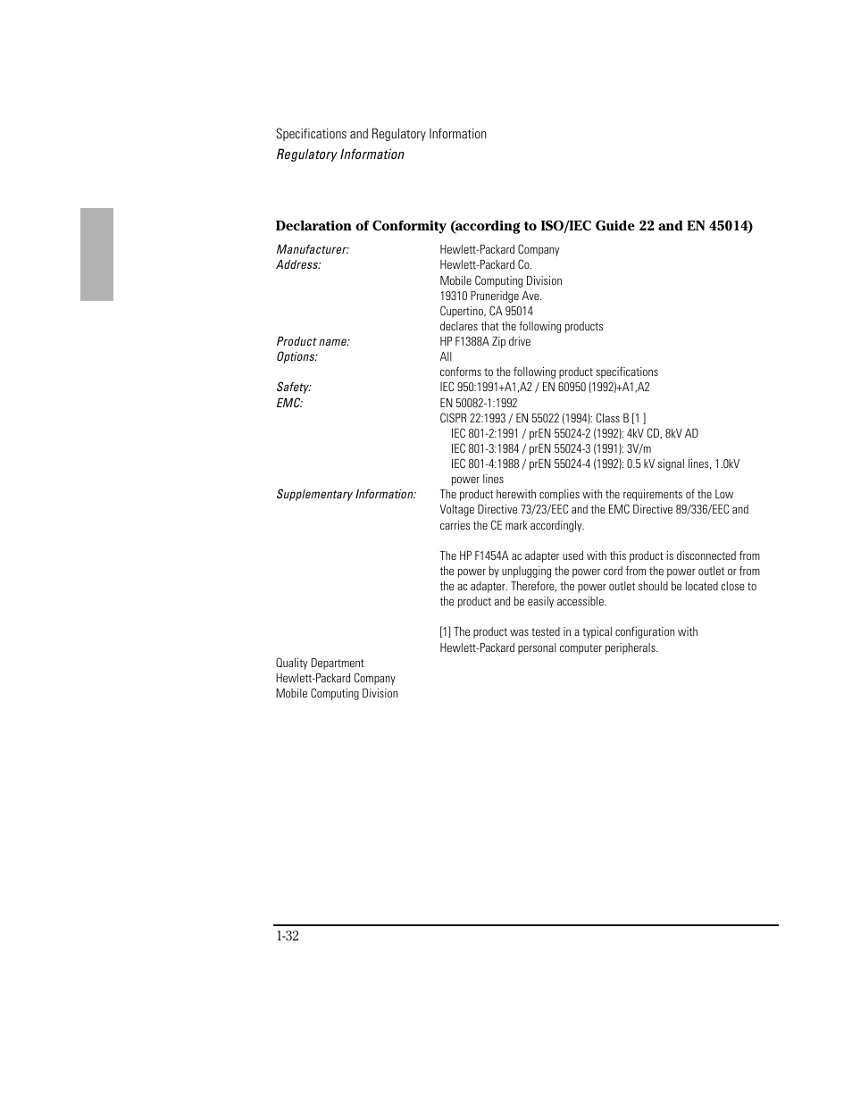 HP OmniBook 3100 Notebook PC User Manual | Page 32 / 33